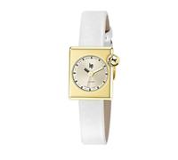 Lip Montre Mach 2000 - Mini Square - Cadran Doré - Cuir Noir Lisse