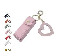 Lip Oil Keychain - Mirror & Oil 2-in-1, cordialk Mini Lipstick Holder Keychain with Mirror, Travel Lip Balm Storage Case (Pink)