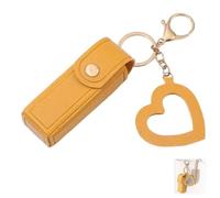 Lip Oil Keychain - Mirror & Oil 2-in-1, Lipstick Holder Keychain, PU Leather Potable Lip Gloss Holder for Women, Party Gift (Orange)
