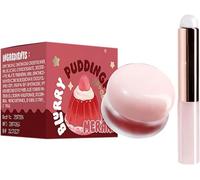 Lip Pudding Pot, Lip & Cheek Blurry Pudding Pot with Silicone Lip Brush, Blurring Makeup Blush, Buildable, Lightweight, Multi-Use, Soft, Matte, Velvety Finish (02#Crush, .)