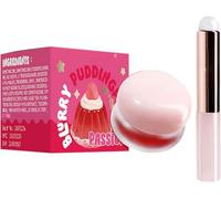 Lip Pudding Pot, Lip & Cheek Blurry Pudding Pot with Silicone Lip Brush,Korean Makeup,Blurring Makeup Blush, Buildable, Lightweight, Multi-Use, Soft, Matte, Velvety Finish (03#Passion, .)