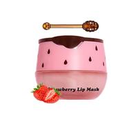 Lip Sleeping Mask & Lip Balm Set au Miel - Soin Réparateur Hydratant pour Lèvres Sèches et Gercées, Réduction des Ridules et Effet Repulpant (#Fraise, 5.5g)