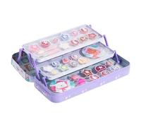 Lip Smacker 3-Tier Lip & Face Tin Gift Set, Ensemble de Gloss à Lèvres, D'Ombres à Paupières Aux Différents Parfums et Nuances pour Enfants, Pinces à Cheveux et Applicateur de Maquillage Inclus