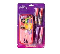 Lip Smacker Disney Princesses Ensemble de Gloss à Lèvres, Kit de Maquillage pour Petite Fille avec 4 Brillants à Lèvres Colorés, Pochette à Fermeture Éclair Inclus
