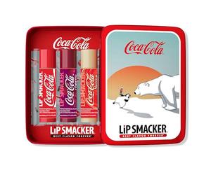 Lip Smacker Lip Balm Tin Trio, Coffret Cadeau 3 Pièces de Baume à Lèvres pour Enfants, Edition Coca Cola, Hydratant et Facile à Appliquer, Infusé avec de l'Huile de Graines de Ricin, Coca Cola