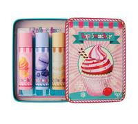 Lip Smacker Lip Balm Tin Trio, Coffret Cadeau 3 Pièces de Baume à Lèvres pour Enfants, Edition Pâtisserie, Hydratant et Facile à Appliquer, Infusé avec de l'Huile de Graines de Castor