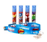 Lip Smacker Marvel Lot de 4 baumes l vres avec cordon pour enfants - Iron Man, Captain America, Spider Man, Hulk