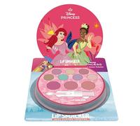 Lip Smacker Princesses Shimmer Color Palette, Set de Maquillage Disney 12 Pièces pour Enfants Comprenant des Crèmes Scintillantes, Blush et Pinceaux de Maquillage