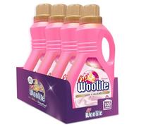 Lip Woolite Lessive Machine à laver en laine et délicats 25 lavages, 4 paquets de 1500 ml de détergent à laver liquide laine et délicats à la kératine