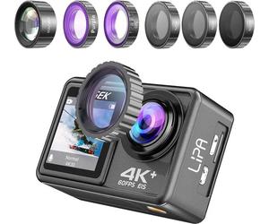 Lipa AT-S81ER caméra d'action 4K IPS Wifi - Caméra sous-marine - Caméra de vlog - Caméra Wifi - Dashcam - Alternative à GoPro