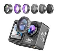 Lipa ATS81ER caméra d'action 4K IPS Wifi Double écran Prise micro externe SD jusqu'à 256 Go 5 filtres d'objectif zoom optique 4x Remote Capteur Sony IMX 4K 60 FPS 20 MP 21