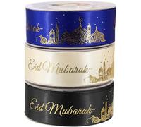 Lipfer 3 Rouleaux De Rubans en Polyester Ramadan 2,5 Cm De Large Ruban D' Islamique Garniture Rubans De Château Musulman pour Les Vacances Islamiques Fournitures D'artisanat De