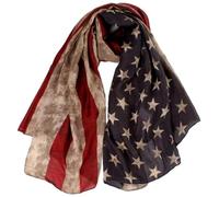 Lipfer [Axes Visuels] Quatrième Juillet Jour De L'indépendance Américaine Femmes Vintage Impression Drapeau USA Écharpe Grande Taille 180 Cm