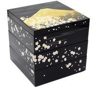 Lipfer Boîte Jubako Japonaise Traditionnelle À 3 Niveaux, Boîte Empilable pour Aliments, Bonbons, Collations, Boîte À Bento Fabriquée Au Japon, Plastique Laqué