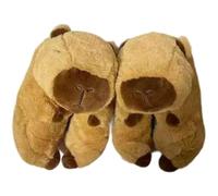 Lipfer Chaussons en Peluche Amusants en Forme d'animal Capybara pour Femmes, Pantoufles Fantaisie Mignonnes Chaudes avec Poignées Antidérapantes