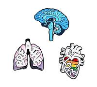 Lipfer Dessin Animé des Organes Humains Broche Coeur/Poumon/Poumon/Cerveau À l'huile De Revers Bijoux pour Infirmière Médecin Infirmière, Paquet De 3