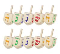 Lipfer Dreidels en Bois De Taille Moyenne, Paquet en Vrac, Dreidles De Hanukkah en Bois dans Un À Fermeture Éclair, Jeu Amusant De Chanukah, 10 Pièces