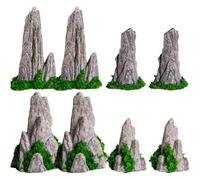 Lipfer Figurine De Rocaille Simulée, Statue De Rocaille Miniature, Accessoires De Jardin Miniatures, Modèles De Mini Sculpture De Montagne, Ornements De Micro Paysage, 8 Pièces