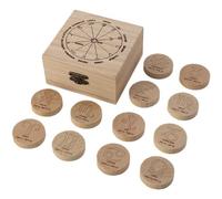 Lipfer Les Pierres De Rune De Sorcières Définissent Les Runes en Bois avec Boîte Douze Signes Zodiaques De Méditation Runnes Guérison Divinations De Sorcellerie Décor