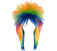 Lipfer Perruque Mulet Arc-en-Ciel pour Femmes, Perruque Ombrée, Perruque Colorée, Bonnet De Dégradé, Perruques LGBT, Perruque Punk Arc-en-Ciel, Coupe Mulet Hérissée, Costume Gothique