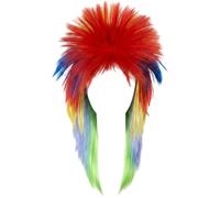 Lipfer Perruque Mulet Arc-en-Ciel pour Femmes, Perruque Ombrée, Perruque Colorée, Bonnet De Dégradé, Perruques LGBT, Perruque Punk Arc-en-Ciel, Coupe Mulet Hérissée, Costume Gothique