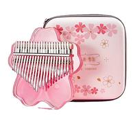 Lipfer Piano Mignon Kalimba 17 Clé Rose De Cerise Rose Fleur en Forme De Mini-Doigt Transparent Piano Kalimba Instrument De Musique pour Enfants Idées Cadeaux De Noël