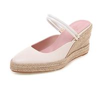 LIPIJIXI Femmes's Espadrille Wedge Sandal Bout Fermé Wedges Heels Bout Pointu Wedges Mariée Cheville Dress Sandales Bow Tie Espadrille Sandales Beige Size 34