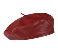 Lipodo Béret en Cuir Synthétique Femme/Homme - Basque pour Femme avec Doublure Hiver Automne Été Printemps Printemps-été - L/XL (58-60 cm) Bordeaux
