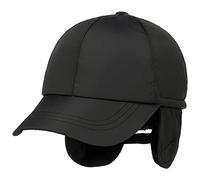 Lipodo Casquette avec Oreillettes Uni Classic Homme - Curved Brim Cap de Baseball protège-Oreilles fermé à l’arrière, visière, Doublure, Bandeau en Cuir Hiver Automne-Hiver - S (55-56 cm) Noir