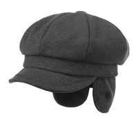 Lipodo Casquette Gavroche avec Oreillettes Soft Femme - pour visière, Bandeau en Cuir Hiver Automne-Hiver - S (55-56 cm) Gris foncé