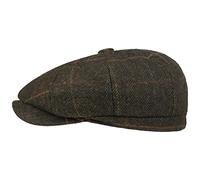 Lipodo Casquette Gavroche Herringbone Check Homme - a Carreaux avec Visiere, Doublure, Doublure Hiver Automne-Hiver - L (59-60 cm) Olive Fonce