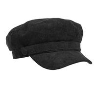 Lipodo Casquette Marin en Velours Côtelé Homme - Type Gavroche avec étiquette de visière, Doublure Hiver Automne-Hiver - S (55-56 cm) Noir