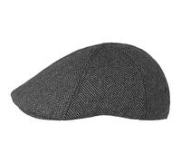 Lipodo Casquette Plate Herringbone Homme - Forme de Bec Gavroche pour l'hiver avec visière, Doublure, Doublure Hiver Automne-Hiver - M (57-58 cm) Noir-Gris