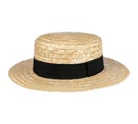 Lipodo Chapeau de Canotier en Paille Femme/Homme - Made in Italy D'Ete Matelot Chapeaux avec Ruban Gros Grain Printemps-ete - 61 cm Nature