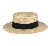 Lipodo Chapeau de Canotier en Paille Femme/Homme - Made in Italy D'Ete Matelot Chapeaux avec Ruban Gros Grain Printemps-ete - 57 cm Nature