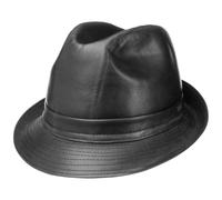 Lipodo Chapeau en Cuir Synthetique Trilby pour Homme (57 cm - Noir)
