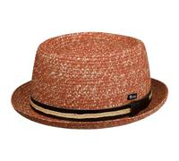 Lipodo Chapeau en Paille Carignano Pork Pie Homme - Made in Italy de Soleil avec Bandeau Cuir, Ruban Gros Grain Été Printemps-été - L (58-59 cm) roughe-moucheté