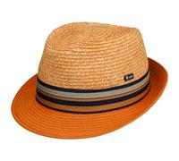 Lipodo Chapeau en Paille Corinaldo Trilby Homme - Made in Italy D'Ete avec Ruban Gros Grain Ete Printemps-ete - M (56-57 cm) Orange