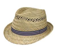 Lipodo Chapeau en Paille Harvester Stripes Femme/Homme - Made in Italy de Plage Soleil Trilby avec Ruban Gros Grain Été Printemps-été - L (58-59 cm) Nature