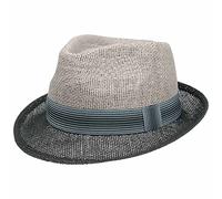 Lipodo Chapeau en Paille Twotone Trilby Femme/Homme - de Plage Soleil avec Ruban Gros Grain Ete Printemps-ete - S (54-55 cm) Noir-Gris