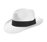 LIPODO White Mountain Chapeau de Paille (Borsalino) avec Ruban pour l'été - Parfait pour des Vacances ou à la Maison dans Le Jardin - Blanc - X-Large