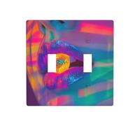 Lips with A Tiny Disco Ball Double Gang Toggle Light Cover Wall Plate Switch Decor Standard Size - 11.4 x 11.4 cm