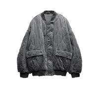 LiPski automne nouveaux vêtements pour femmes rabat all-match poche veste rembourrée lâche manches longues col rond manteau bomber manteau