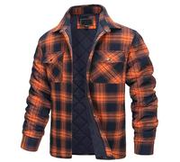 LiPski Vestes en Coton à Carreaux d’Hiver Hommes à Manches Longues Matelassé Doublé Flanelle Chemise Veste Multi-Poches Outwear Manteaux de randonnée Tops