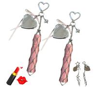 Lipstick Holder Stainless, Chic Lip Gloss Holder with Mirror, 2-in-1 Lipstick Holders for Purse,Small Bling Crystal Lipsticks Storage Bag Key Chain, Potable Keychain Lipgloss (2PCS-B)