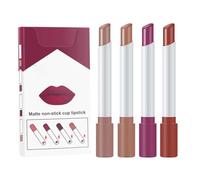 Lipstick Long Lasting, Nude Lipstick Set, Set of 4, Non-Stick Lipsticks, Lip Plumping Lip Gloss, Waterproof Lip Stick Matte Lipstick Sets for Women