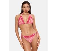 Lipsy Lipsy Pink Crochet Trim Triangle Bikini Set