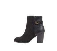 Lipsy Lipsy Black Standard fit Faux Leather Mid Heel Almond Toe Mixed Fabric Ankle Boots