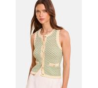 Lipsy Lipsy Green Crochet Stitchy Tipped Scallop Knit Waistcoat Top