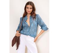 lipsy Chemise à manches longues Lipsy Geo Tissu dévoré bleu FR 44 (EU 42)